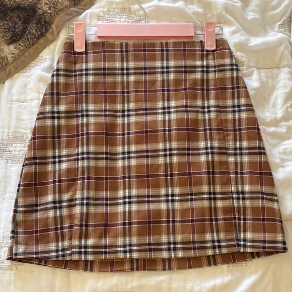 Brandy Melville Dresses & Skirts - John Galt Brandy Melville Burgundy and Brown Plaid Skirt